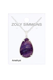 Amethyst Pear Cut Pendant Necklace - SF