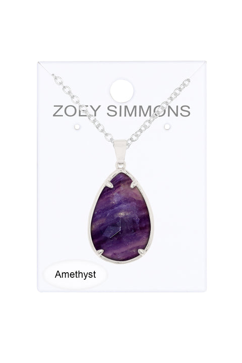 Amethyst Pear Cut Pendant Necklace - SF