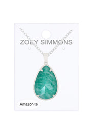 Amazonite Pear Cut Pendant Necklace - SF