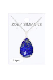 Lapis Pear Cut Pendant Necklace - SF