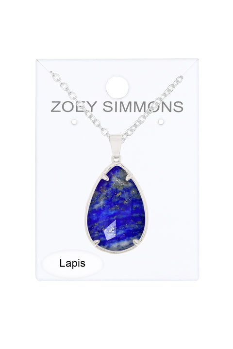 Lapis Pear Cut Pendant Necklace - SF