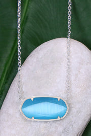 Blue Cat's Eye Pendant Necklace - SF