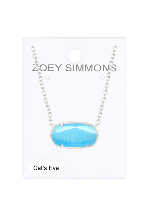Blue Cat's Eye Pendant Necklace - SF