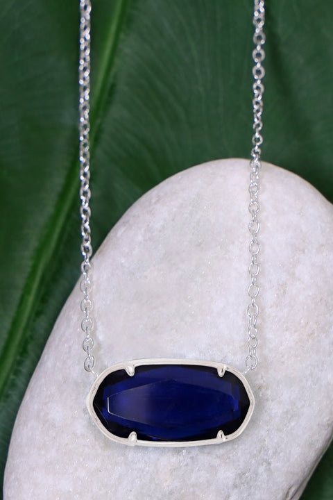 London Blue Crystal Pendant Necklace - SF