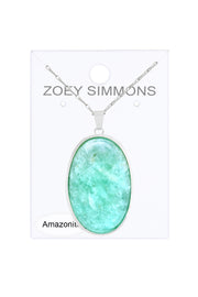 Amazonite Cabochon Pendant Necklace - SF