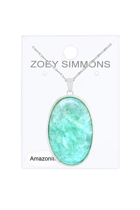 Amazonite Cabochon Pendant Necklace - SF