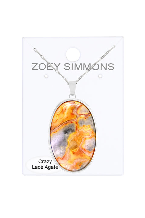 Crazy Lace Agate Cabochon Necklace - SF
