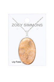 Lily Fossil Cabochon Pendant Necklace - SF