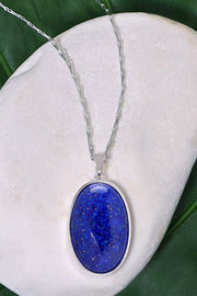 Lapis Cabochon Pendant Necklace - SF