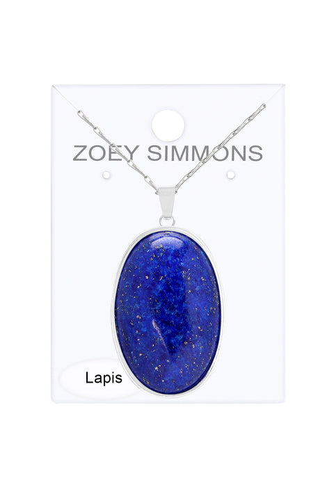 Lapis Cabochon Pendant Necklace - SF