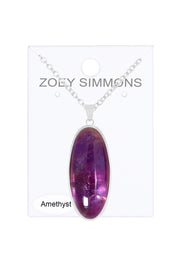 Amethyst Oval Pendant Necklace - SF