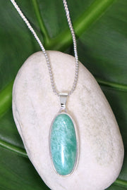 Amazonite Oval Pendant Necklace - SF