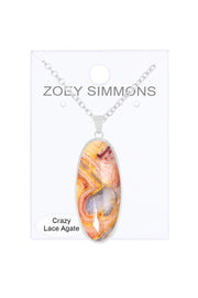 Crazy Lace Agate Pendant Necklace - SF