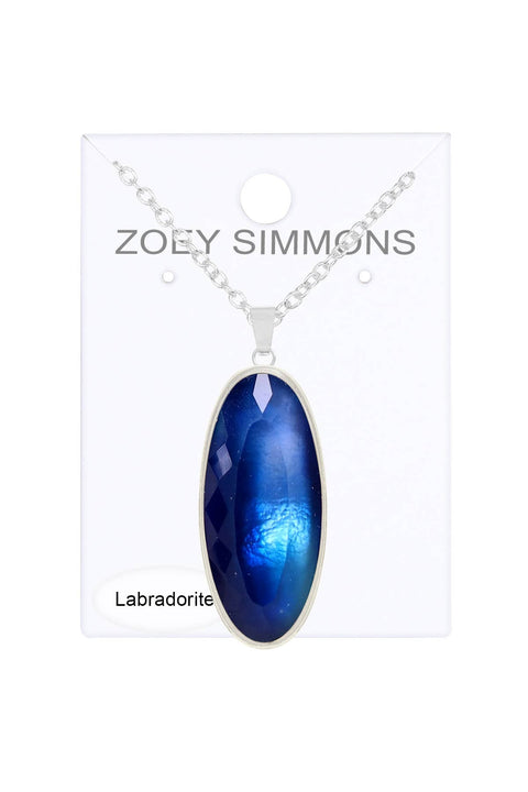 Labradorite Doublet Oval Pendant Necklace - SF