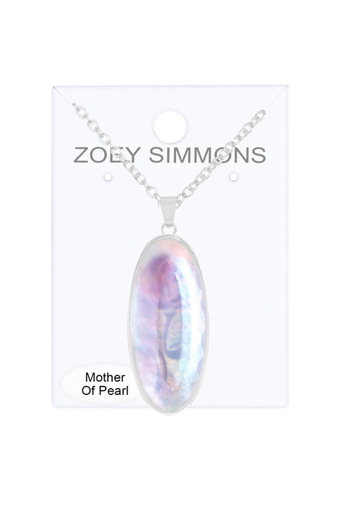 Mother Of Pearl Oval Pendant Necklace - SF