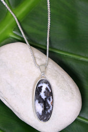 Zebra Jasper Oval Pendant Necklace - SF