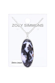 Zebra Jasper Oval Pendant Necklace - SF