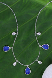 Lapis With CZ Station Necklace - SF
