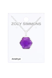 Amethyst Hexagon Pendant Necklace - SF