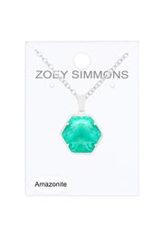 Amazonite Hexagon Pendant Necklace - SF