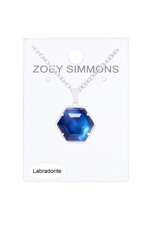 Labradorite Doublet Hexagon Necklace - SF