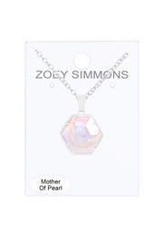 Mother Of Pearl Hexagon Pendant Necklace - SF