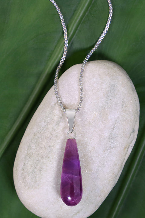 Amethyst Teardrop Pendant Necklace - SF