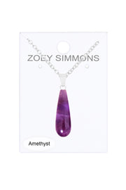 Amethyst Teardrop Pendant Necklace - SF