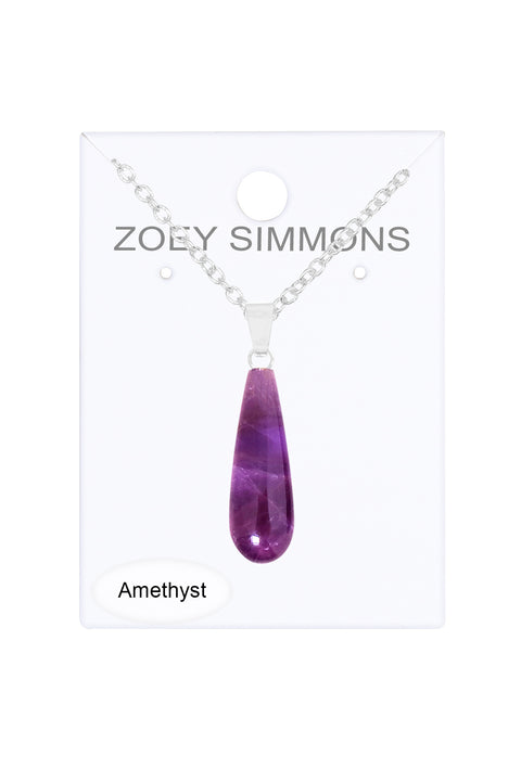 Amethyst Teardrop Pendant Necklace - SF