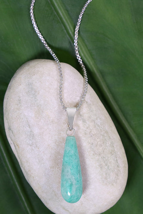 Amazonite Teardrop Pendant Necklace - SF