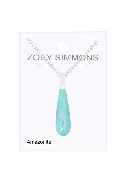 Amazonite Teardrop Pendant Necklace - SF