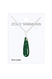 Moss Agate Teardrop Pendant Necklace - SF