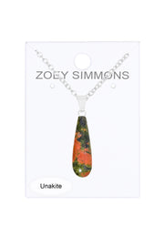 Unakite Teardrop Pendant Necklace - SF