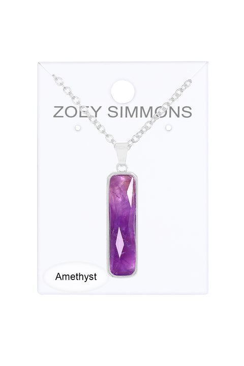 Amethyst Rectangle Pendant Necklace - SF