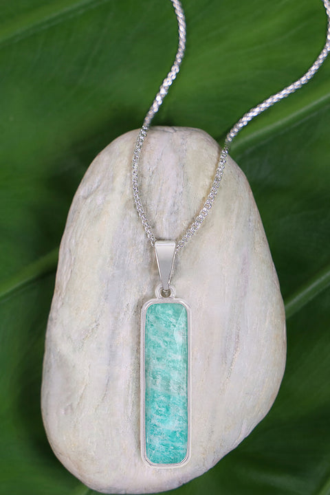 Amazonite Rectangle Pendant Necklace - SF