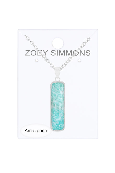 Amazonite Rectangle Pendant Necklace - SF