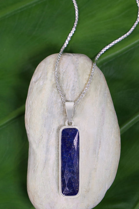 Lapis Rectangle Pendant Necklace - SF