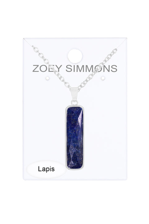 Lapis Rectangle Pendant Necklace - SF