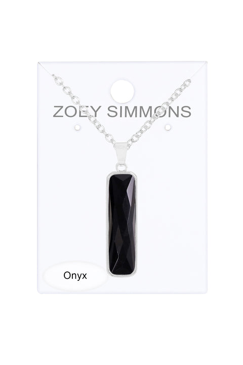 Black Onyx Rectangle Pendant Necklace - SF