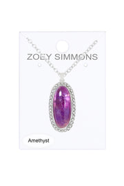 Amethyst Halo Pendant Necklace - SF