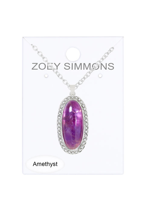 Amethyst Halo Pendant Necklace - SF