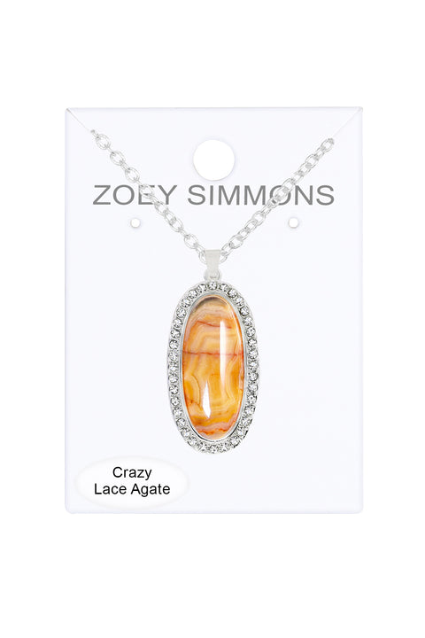 Crazy Lace Agate Pendant Necklace - SF