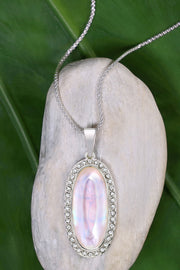 Mother Of Pearl Halo Pendant Necklace - SF