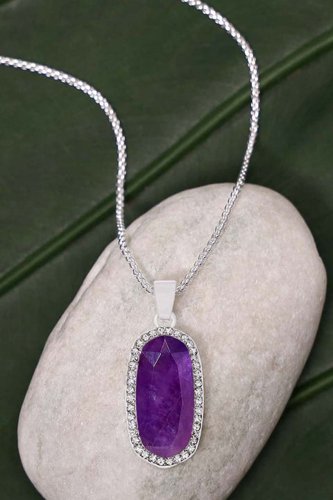 Amethyst Halo Pendant Necklace - SF