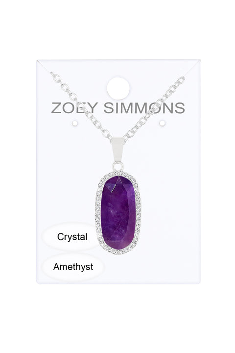 Amethyst Halo Pendant Necklace - SF