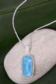 Turquoise Quartz Halo Pendant Necklace - SF