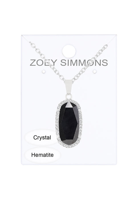 Hematite Halo Pendant Necklace - SF