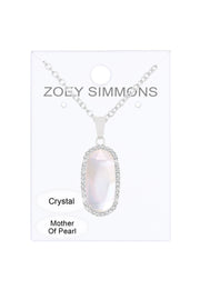 Mother Of Pearl Quartz Halo Pendant Necklace - SF