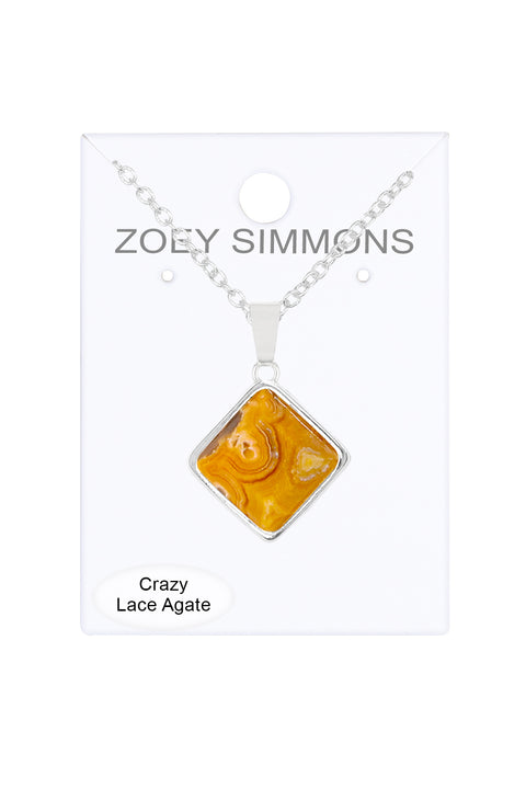 Crazy Lace Agate Pendant Necklace - SF