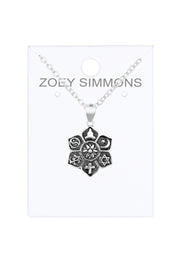 Sterling Silver Coexist Harmony Lotus Pendant Necklace - SS